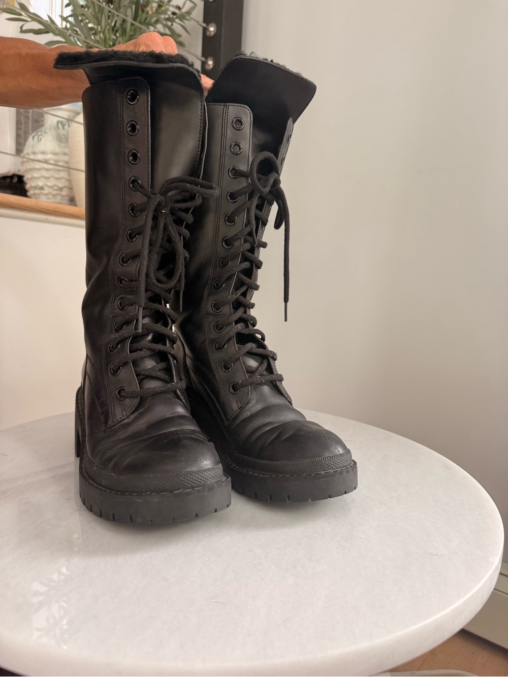 Marc Jacob’s black lace up boots for Women